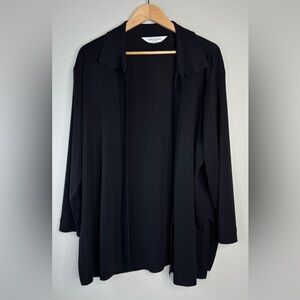 Misook Black Knit Open Front Cardigan Size 1X Lightweight Textured Blazer Travel